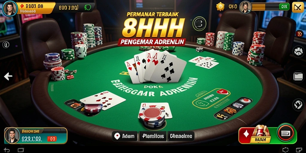 Gameplay seru dalam aplikasi poker 8HHH dengan teman-teman.