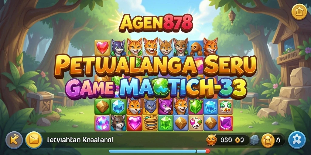 Tampilan gameplay seru AGEN878 dengan permata berwarna-warni.