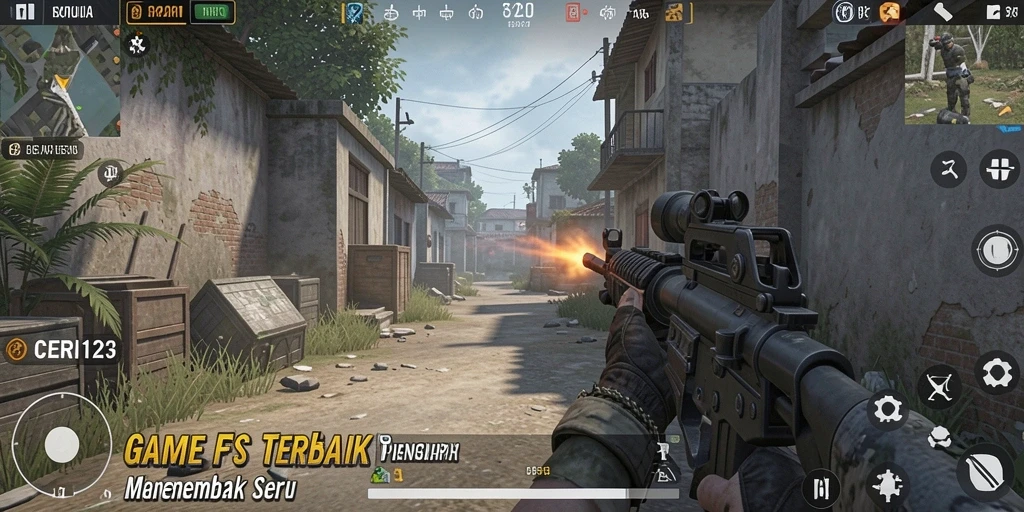 Screenshot gameplay seru dari CERI123 menampilkan aksi tembak-menembak intens.