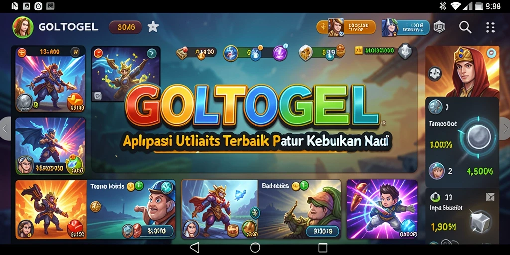 Tampilan utama GOLTOGEL dengan fitur organisasinya.
