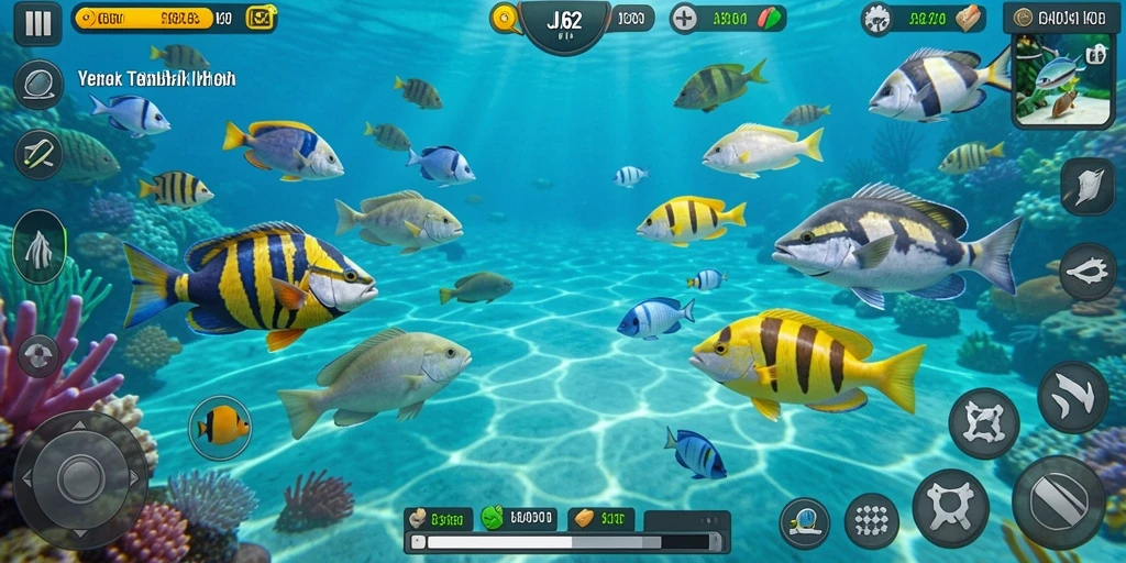 Screenshot gameplay JJ62 menampilkan aksi tembak ikan yang seru.