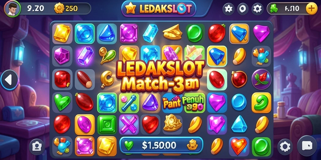 Tampilan gameplay LEDAKSLOT dengan blok warna-warni yang menarik.