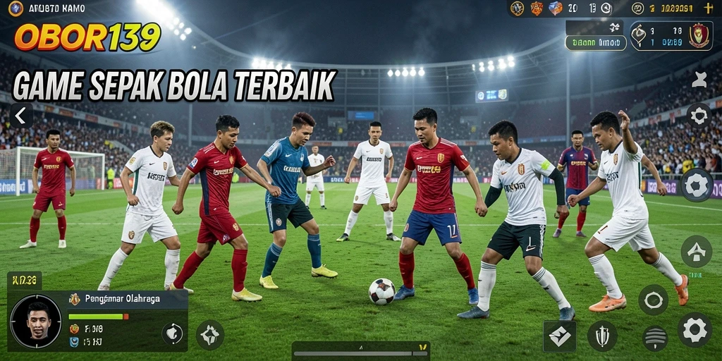 Tangkapan layar utama OBOR138 menampilkan aksi seru permainan sepak bola.