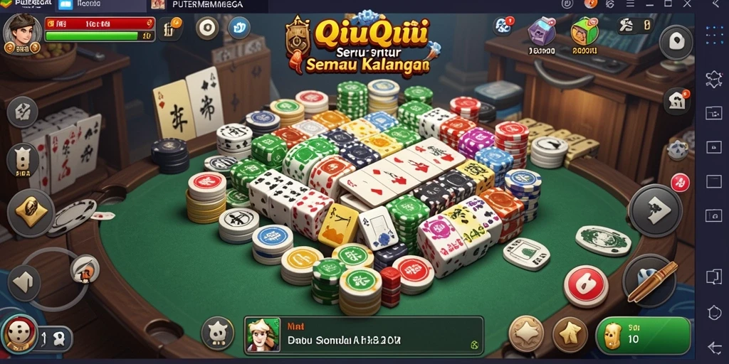 Screenshot gameplay PUTERMEGA yang menampilkan aksi QiuQiu seru.