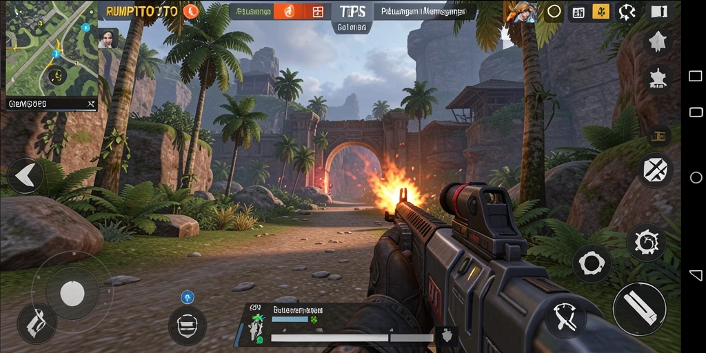 Tampilan gameplay menegangkan dalam RUMPITOTO yang penuh aksi.