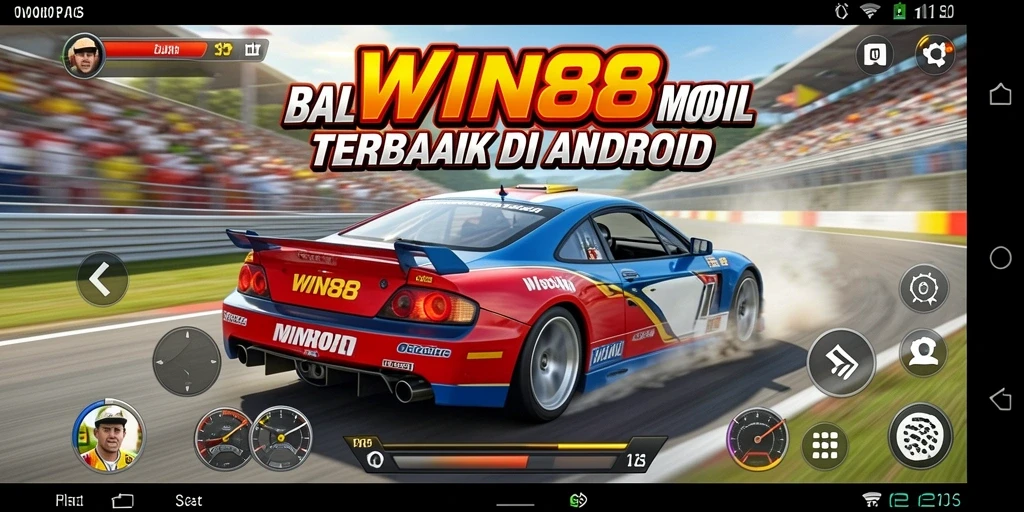 Screenshot gameplay WIN88 menampilkan aksi balap mobil yang mendebarkan.