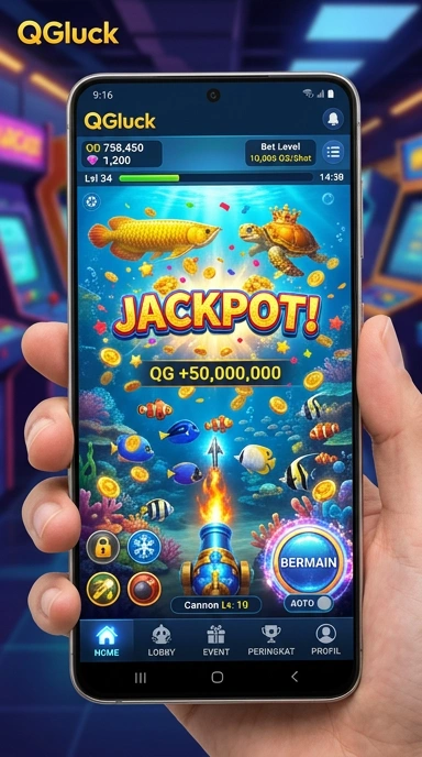 Antarmuka aplikasi qgluck yang sederhana dan mudah dinavigasi.
